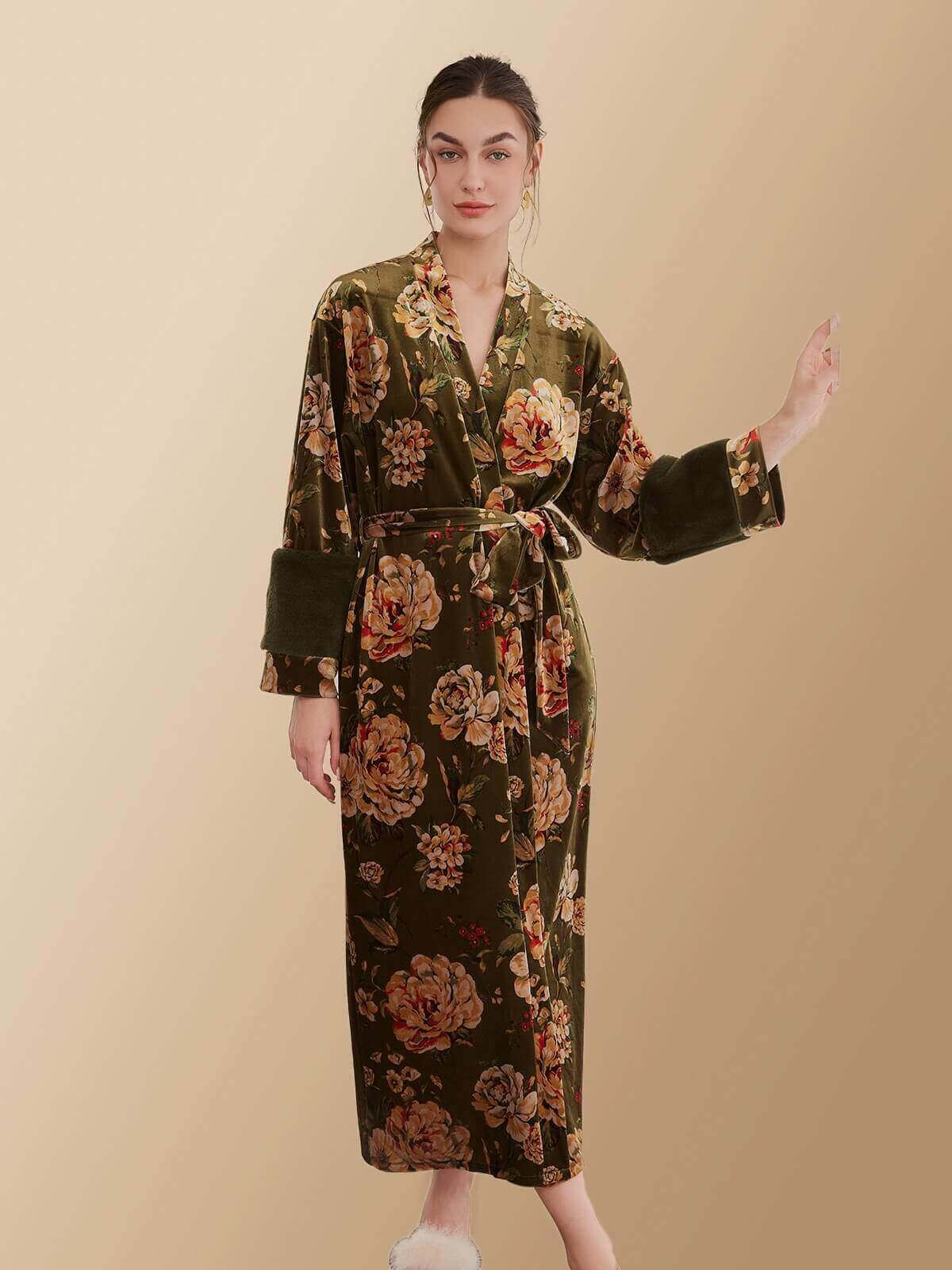 Velvet Floral Kimono Robe | ulivary