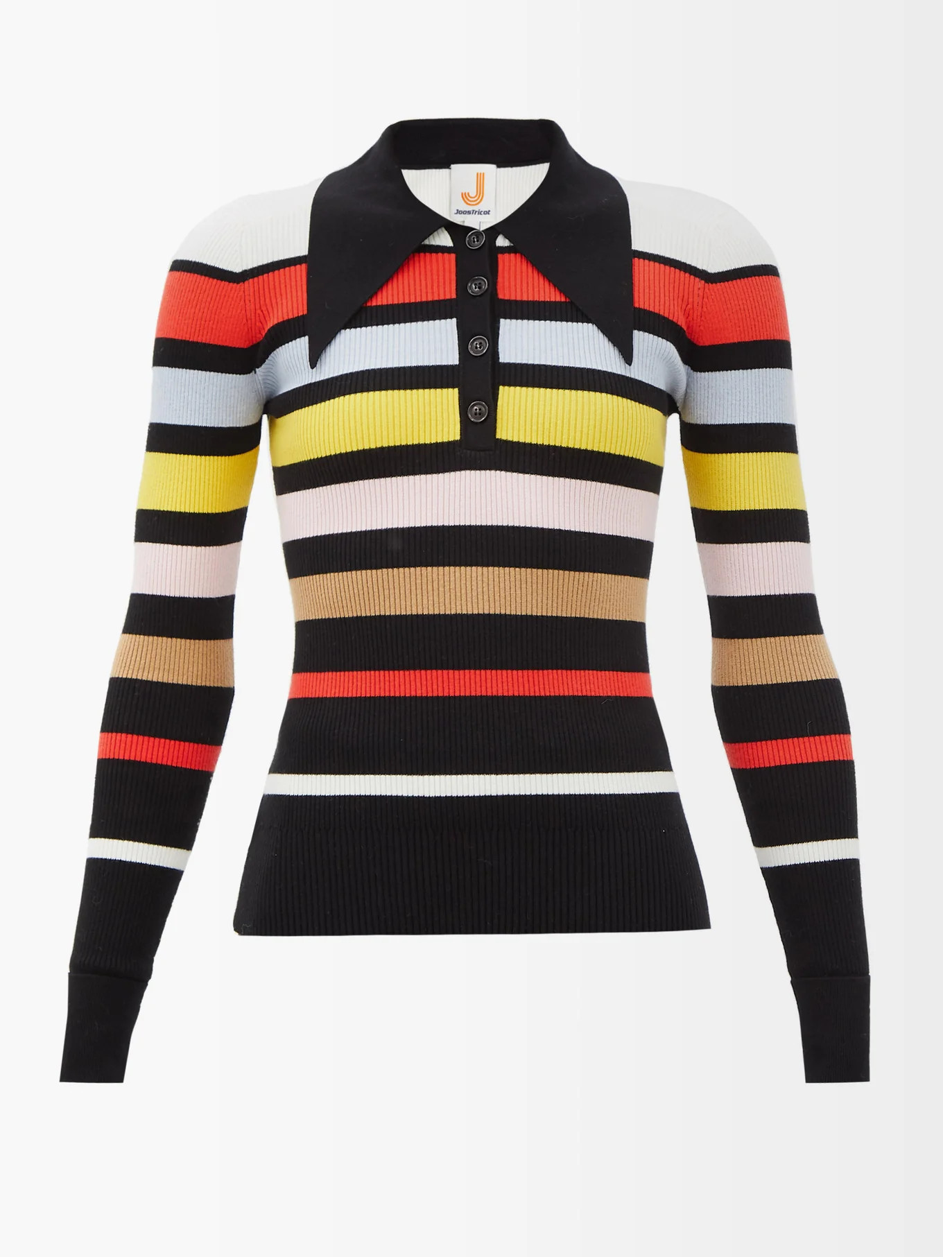 Striped ribbed cotton-blend polo shirt | JoosTricot | Matches (US)