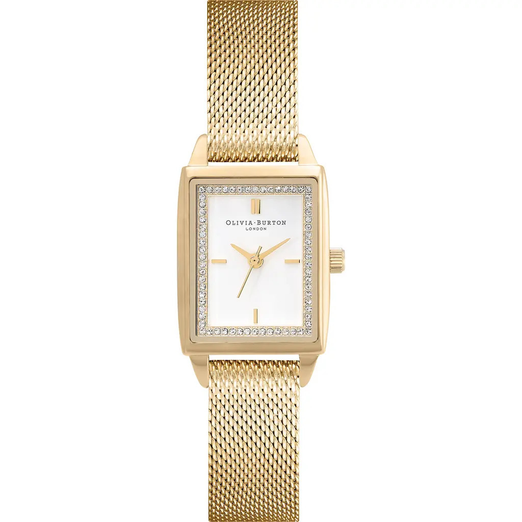 Olivia Burton Classics Rectangular Mesh Strap Watch, 20mm in Gold at Nordstrom | Nordstrom