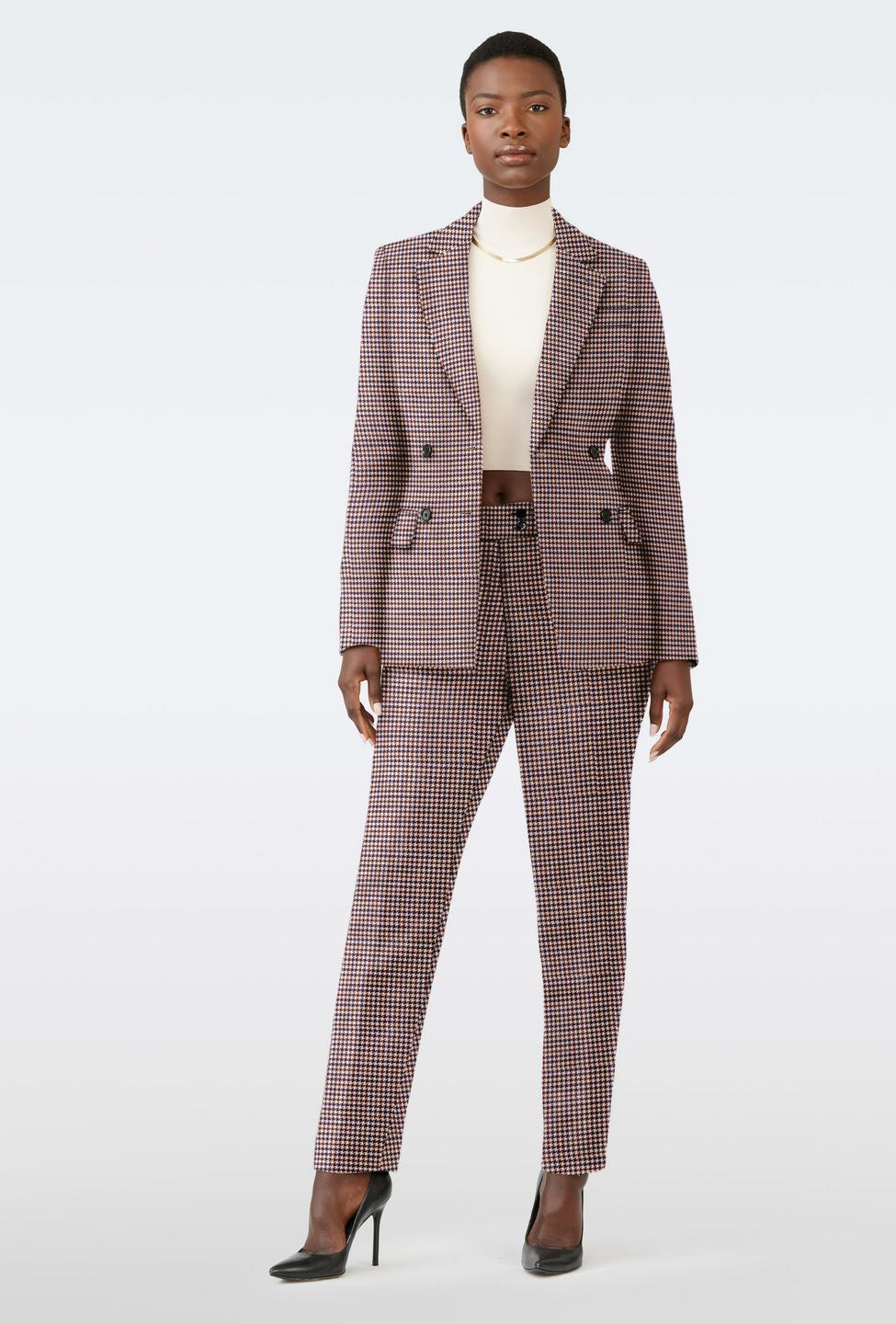 Lancaster Stretch Houndstooth Blue Suit | Indochino