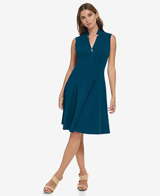 Calvin Klein Women's Sleeveless Scuba Crepe A-Line Dress - Macy's | Macy's