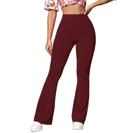 Liangchengmei Womens Flare Leggings High Waisted Casual Cute Stretchy Full Length Workout Pants | Walmart (US)