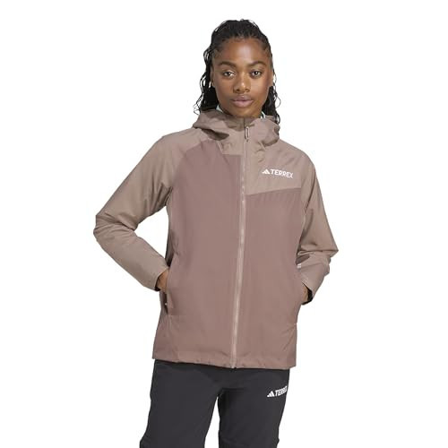 adidas Women's Terrex Multi 2-Layer Rain.RDY Hiking Jacket, Earth Strata/Trace Brown, Large | Amazon (US)