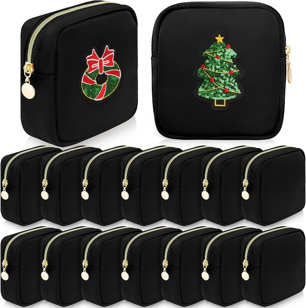 Giesiery 16 Pcs Preppy Makeup Bag Bulk Black Mini Nylon Cosmetic Bag Blank DIY Craft Zipper Pouch... | Amazon (US)