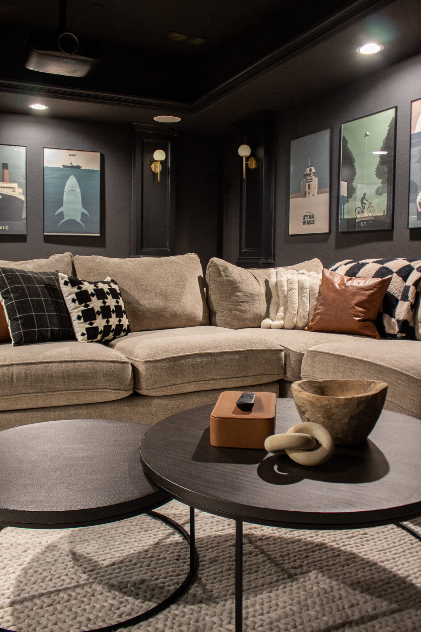 If I had a dedicated movie room, this is exactly how I'd style it. Rich tones, layered textures, and so many designer-inspired details. 🍿

#LTKSeasonal #LTKHome