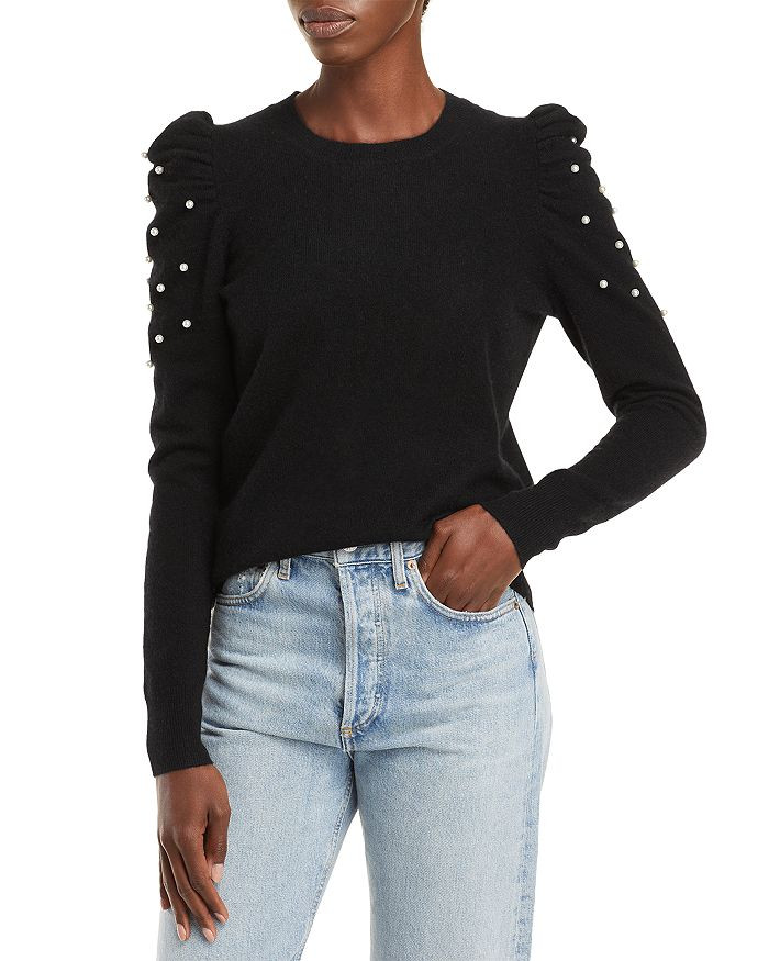 Faux Pearl Puff Sleeve Cashmere Sweater - 100% Exclusive | Bloomingdale's (US)