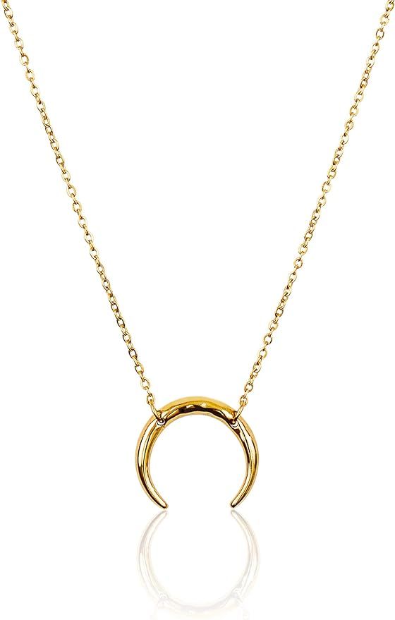 Half Moon Necklace | Dainty Crescent Moon Necklace | 14k Gold Dipped Necklaces For Women | Celebr... | Amazon (US)