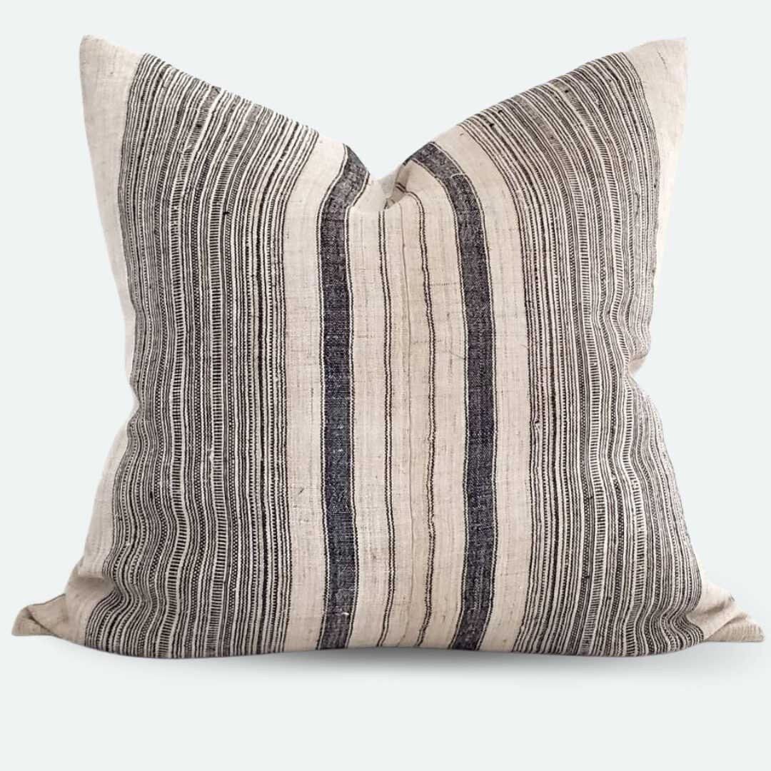 Square Pillow Cover - Black Hemp Stripe | Etsy (US)