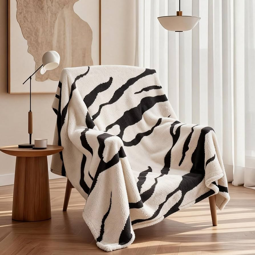 Zebra Printed Fleece Throw Blanket-Cozy Soft Lightweight Fuzzy Throw Blanket for Sofa, Couch, Bed... | Amazon (US)