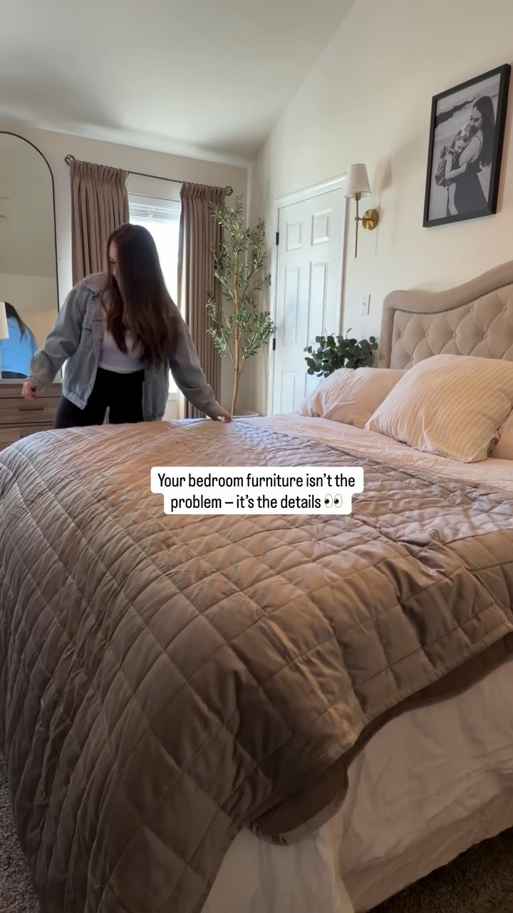 Like & save for your spring refresh ✨ tap follow & comment BEDROOM for all the links 🔗 

🤍 trust me - I’ve searched high & low for a new bed frame — and couldn’t justify spending $$ when mine was fine ….. and don’t get me started with nightstands ! There are so many cute new ones - again couldn’t quite justify spending on something I didn’t “really” need 🤪

It was the layers. The textures. The lighting.
The little things that actually make a space feel cozy, finished, and like your space.

These are the exact upgrades that changed everything:
• motorized roman shades (game changer for soft light)
• linen curtains for that airy layered look
• cooling bamboo sheets (if you’re a hot sleeper 🙋🏼‍♀️)
• a velvet quilt for depth + texture
• cozy throw layers
• no hardwired sconces = instant warm lighting

None of my furniture is new… but the room feels completely different.

Save this for your next bedroom reset 🤍
Comment SHOP and I’ll send you everything

#LTKHome #LTKmomlife #LTKOver40