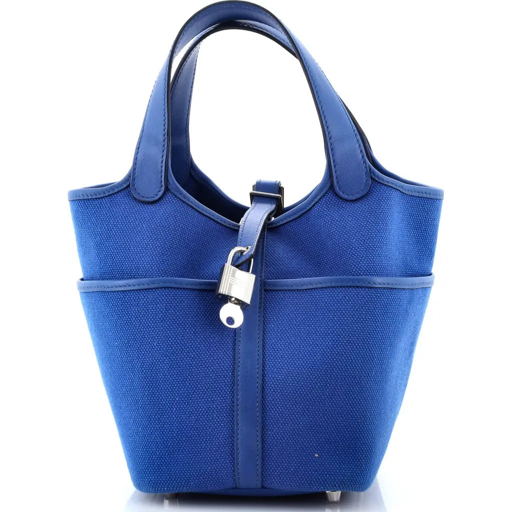 Pre-Owned Hermes Cargo Picotin Lock Bag Canvas and Swift PM in Bleu France at Nordstrom, Size X-Small | Nordstrom