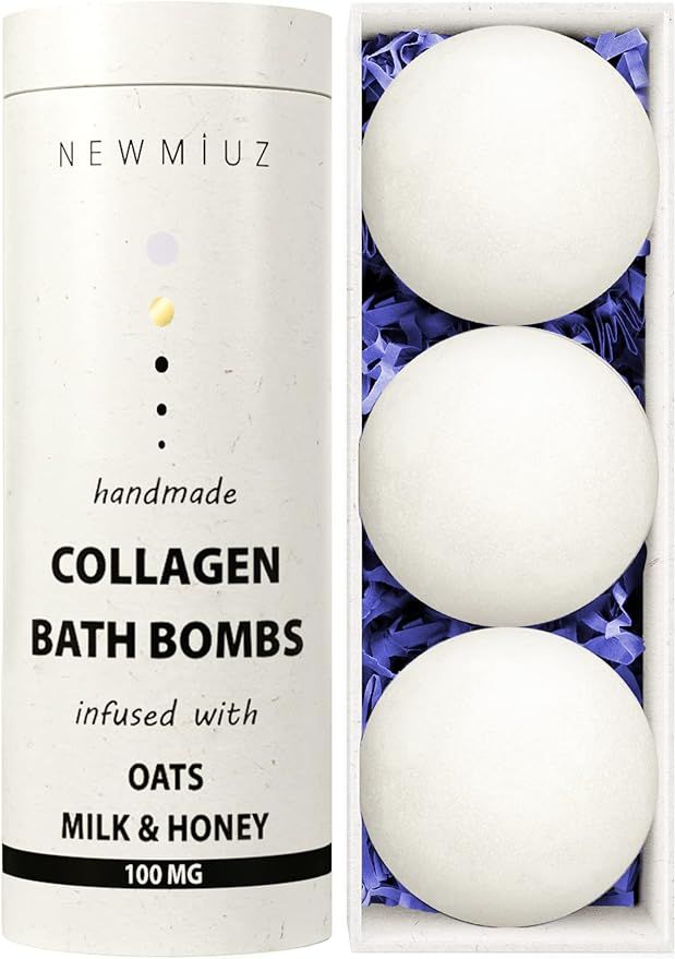 Creamy Collagen Bubble Bath Bombs Infused with Oatmeal Milk & Honey Essential Luxurious Bath Addi... | Amazon (US)