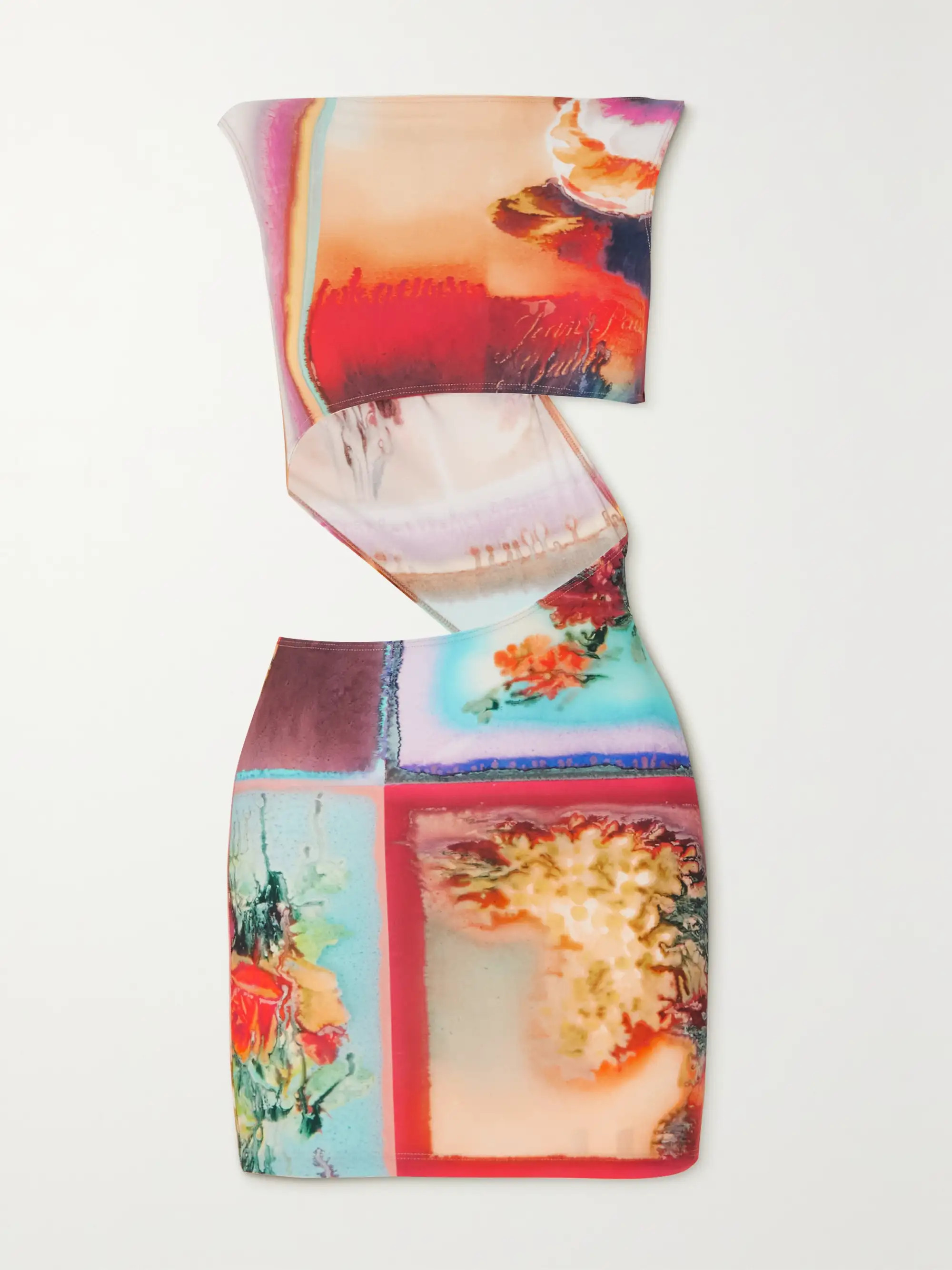 Cutout printed stretch-jersey mini dress | NET-A-PORTER (US)