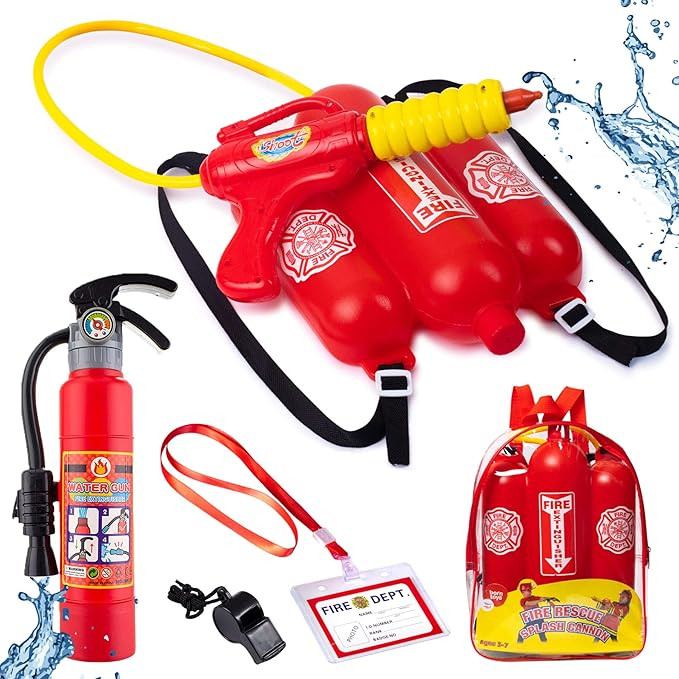Firefighter Toys for Kids Ages 3+, 5-Piece Fireman Toys Set with Toy Fire Extinguisher, Backpack ... | Amazon (US)