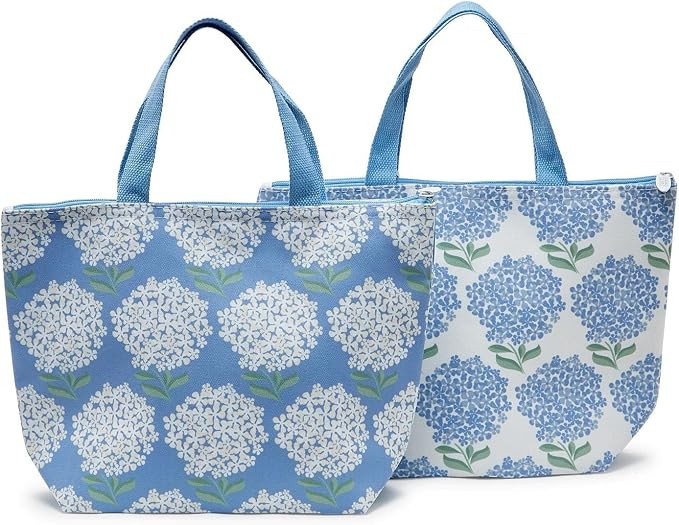 Two's Company Thermal Lunch Tote Bag, Polyester Insulated Lunch Bag, Blue Hydrangea Print, 14.25 ... | Amazon (US)
