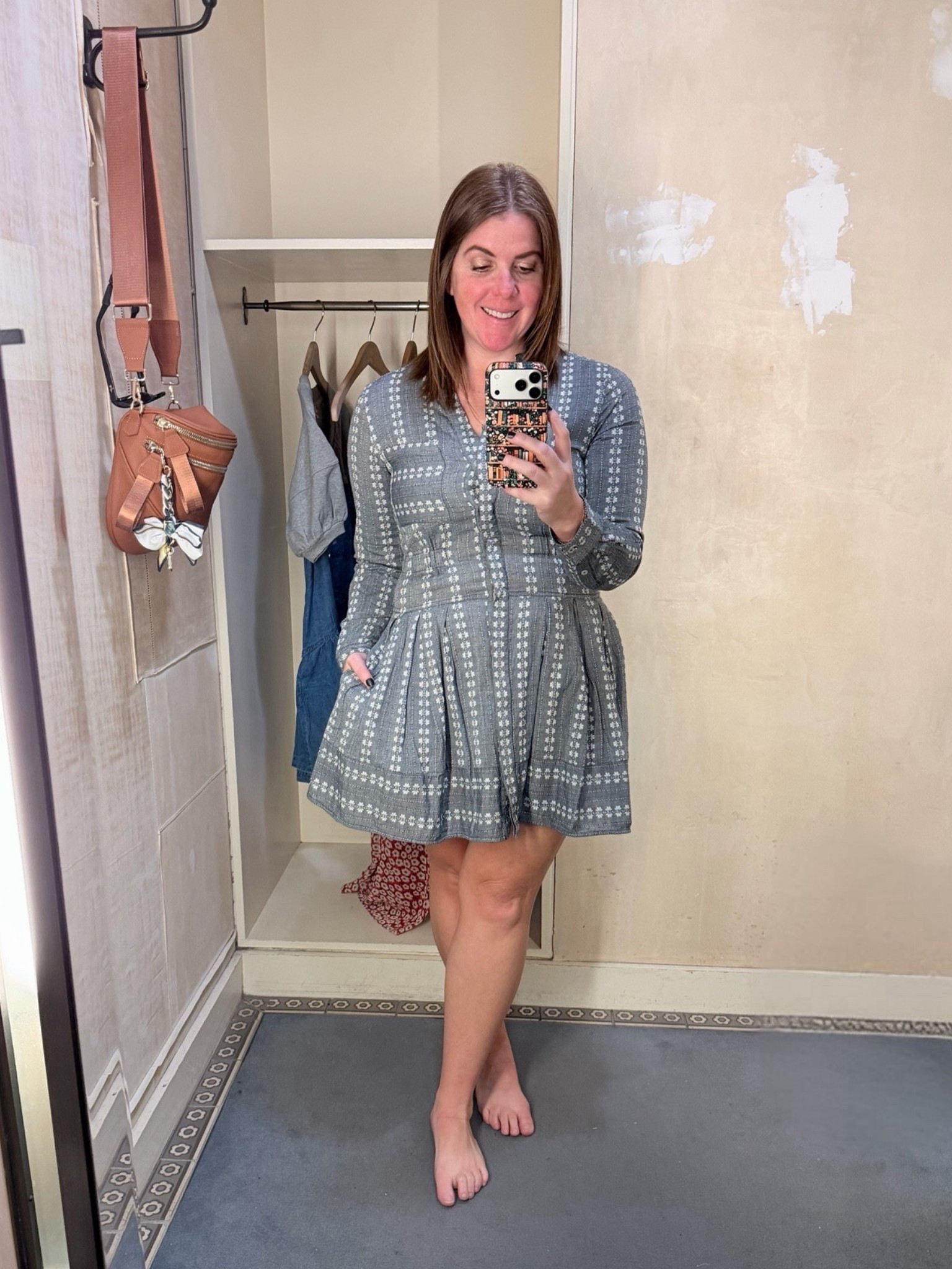 This is the perfect transitional dress that will take you from winter to spring! You can style it now, but it is super cute for spring too! The dress runs a bit small, so I would say to size up one size! The dress also comes in one other color option! 

#LTKootd #LTKMidsize #LTKOver40