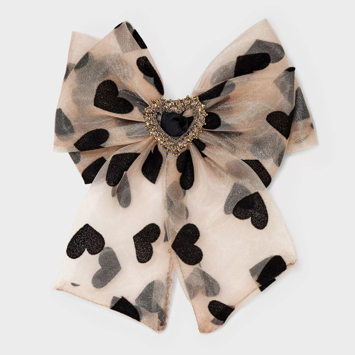 Tulle Hearts Bow Hair Barrette - Wild Fable™ Beige/Black | Target