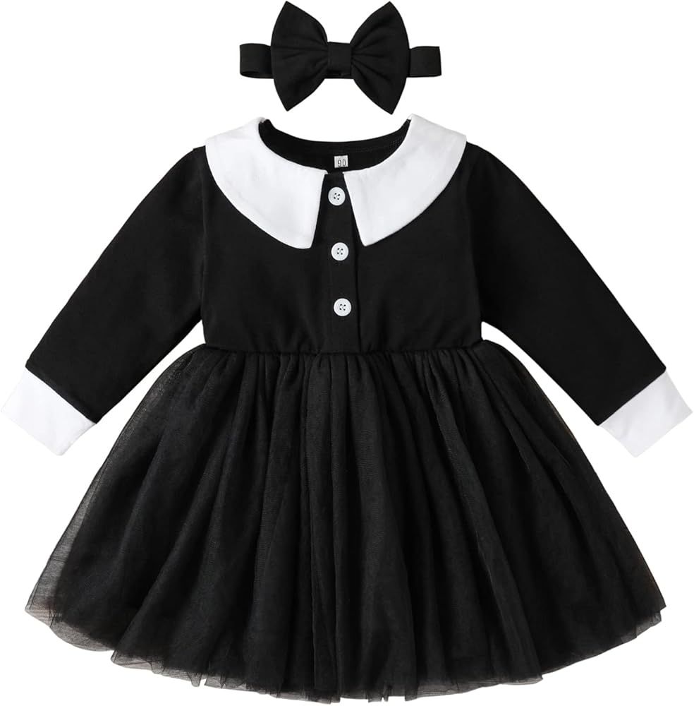 Sinhoon Baby Girls Halloween Dress Toddler Dress Girls Long Sleeve Autumn Winter Dress+Headband B... | Amazon (US)