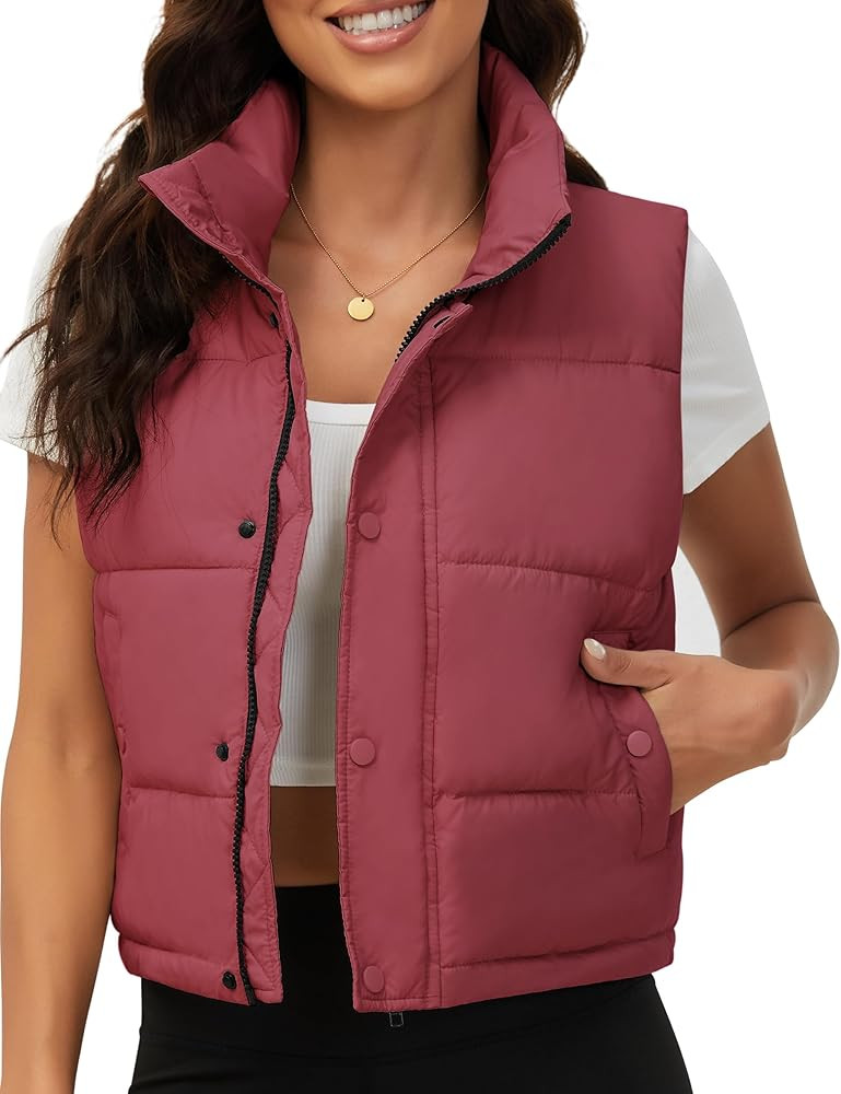 Fengbay Puffer Vest, Stand Collar Vest, Bubble Quilted Vests, Cropped, Trendy | Amazon (US)