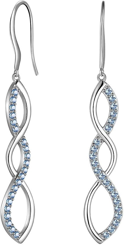 Jewmon 925 Sterling Silver Infinity Drop Dangle Earrings for Women Cubic Zirconia Endless Symbol ... | Amazon (US)