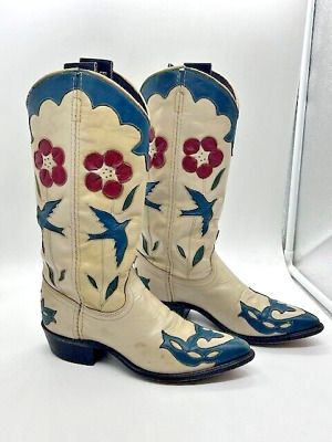 Rare Vintage Acme Women's Size 6.5 Gene Autry Bluebird Flower Cowboy boots | eBay CA