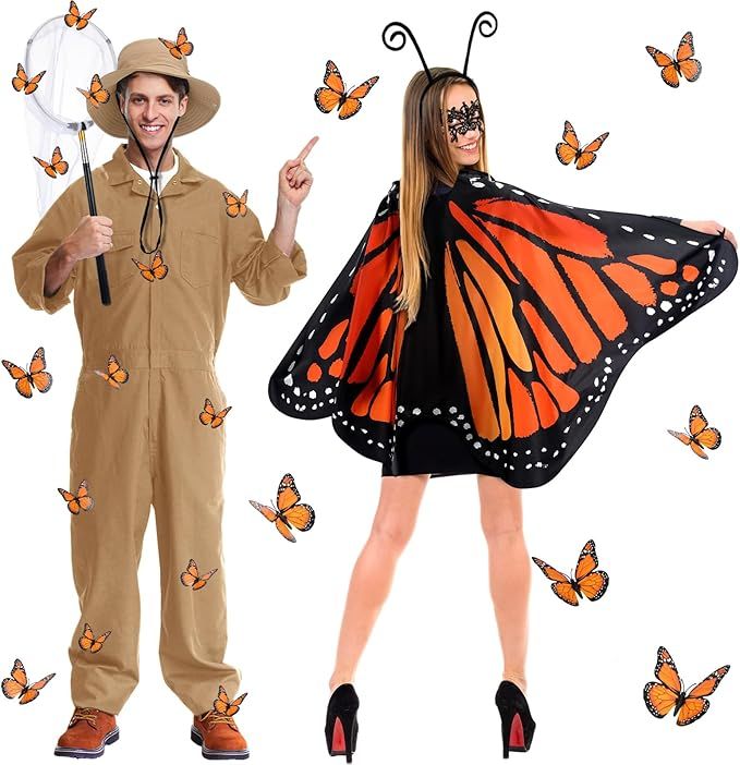 17 Pcs Halloween Couple Costume for Adult Butterfly and Butterfly Catcher Costume Halloween Monar... | Amazon (US)