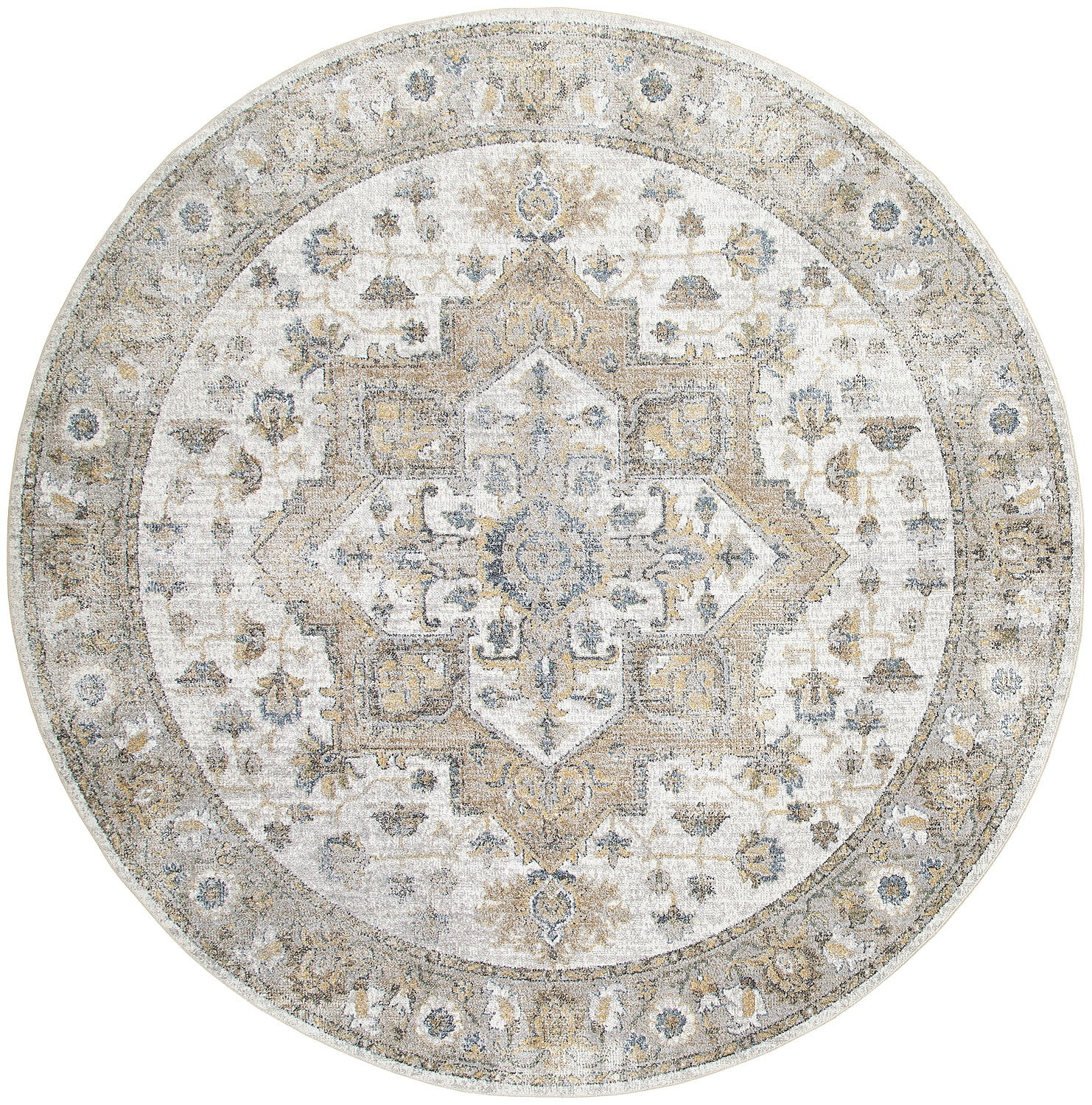 Nourison Astra Machine Washable Vintage Silver Grey 5'3" x Round Area Rug (5 Round) | Walmart (US)