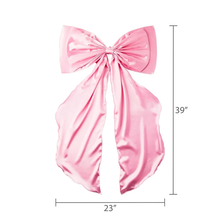 Fabric Satin Bow Christmas Tree Topper, Pink, 34.5", by Holiday Time | Walmart (US)