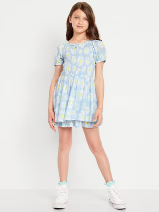 Printed Puff-Sleeve Smocked Dress for Girls | Old Navy (US)