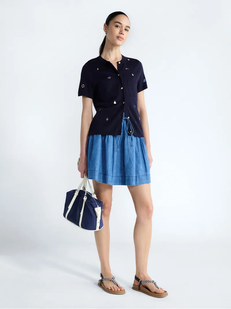 Free Assembly Women's Tiered Denim Mini Skirt, Sizes XS-XXL | Walmart (US)