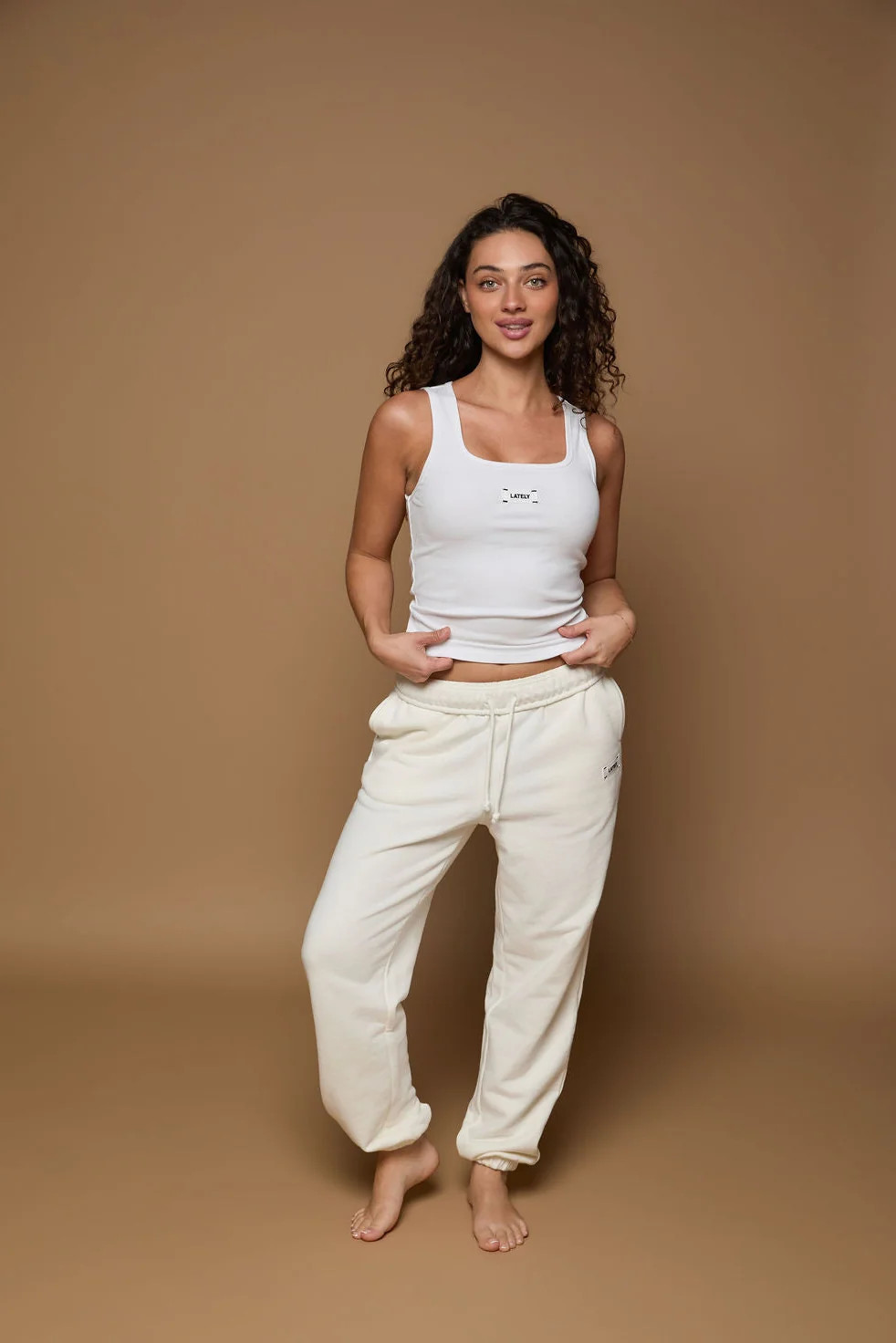Ribbed Lately Tank White | Lately Lounge The Label