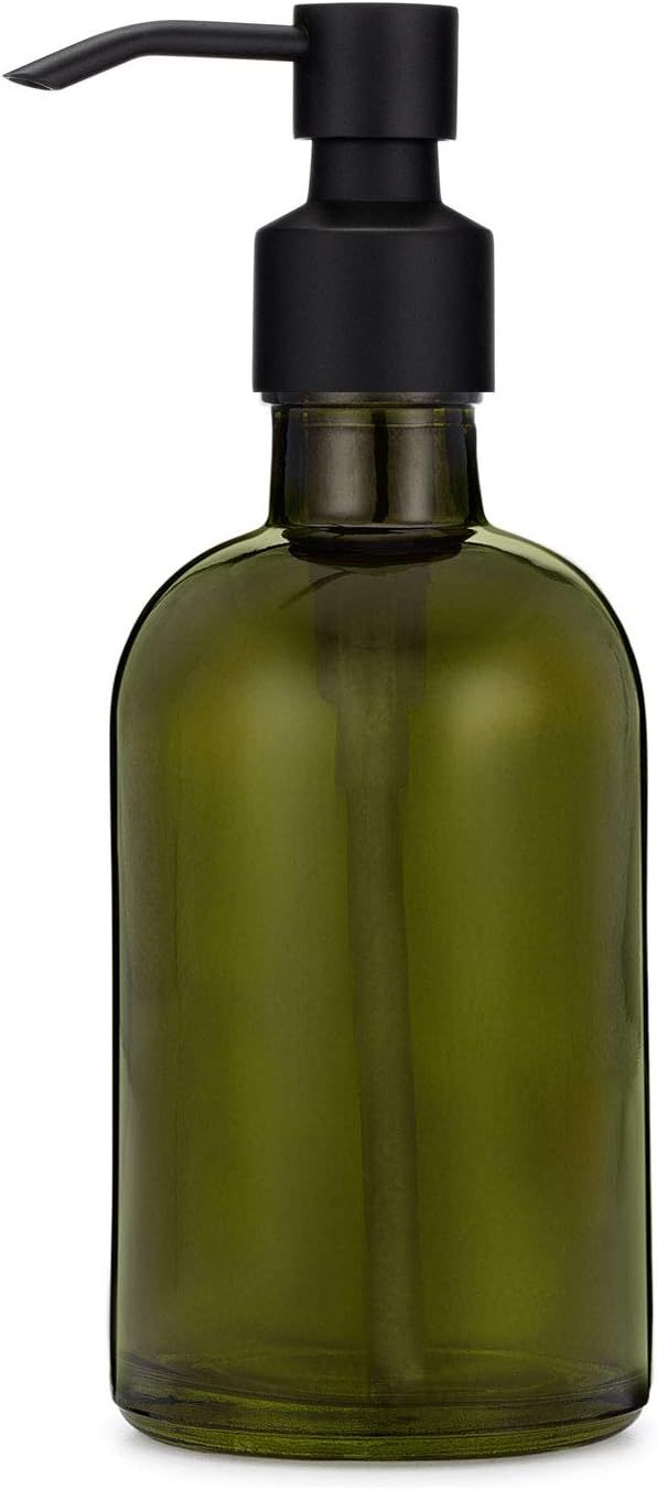Rail19 Forest Green Glass Lotion & Soap Dispenser with Metal Pump, 8oz (Cali Black) | Amazon (US)
