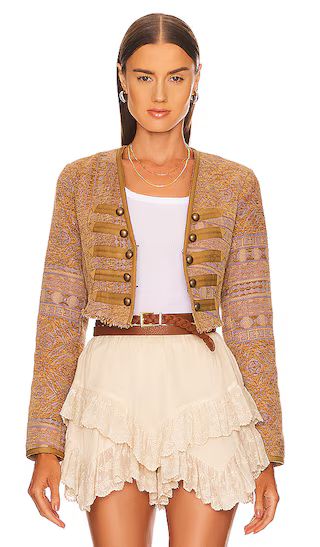 Juliette Cropped Jacket in Gold Combo | Revolve Clothing (Global)