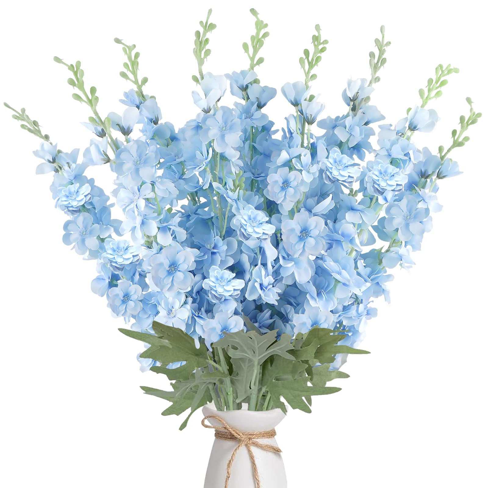 16Pcs Light Blue Delphinium Artificial Flower 33.5'' Faux Flowers Long Stem Silk Larkspur Flowers... | Amazon (US)