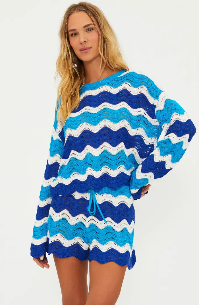 Beach Riot Beach Wavy Stripe Pointelle Cover-Up Sweater | Nordstrom | Nordstrom