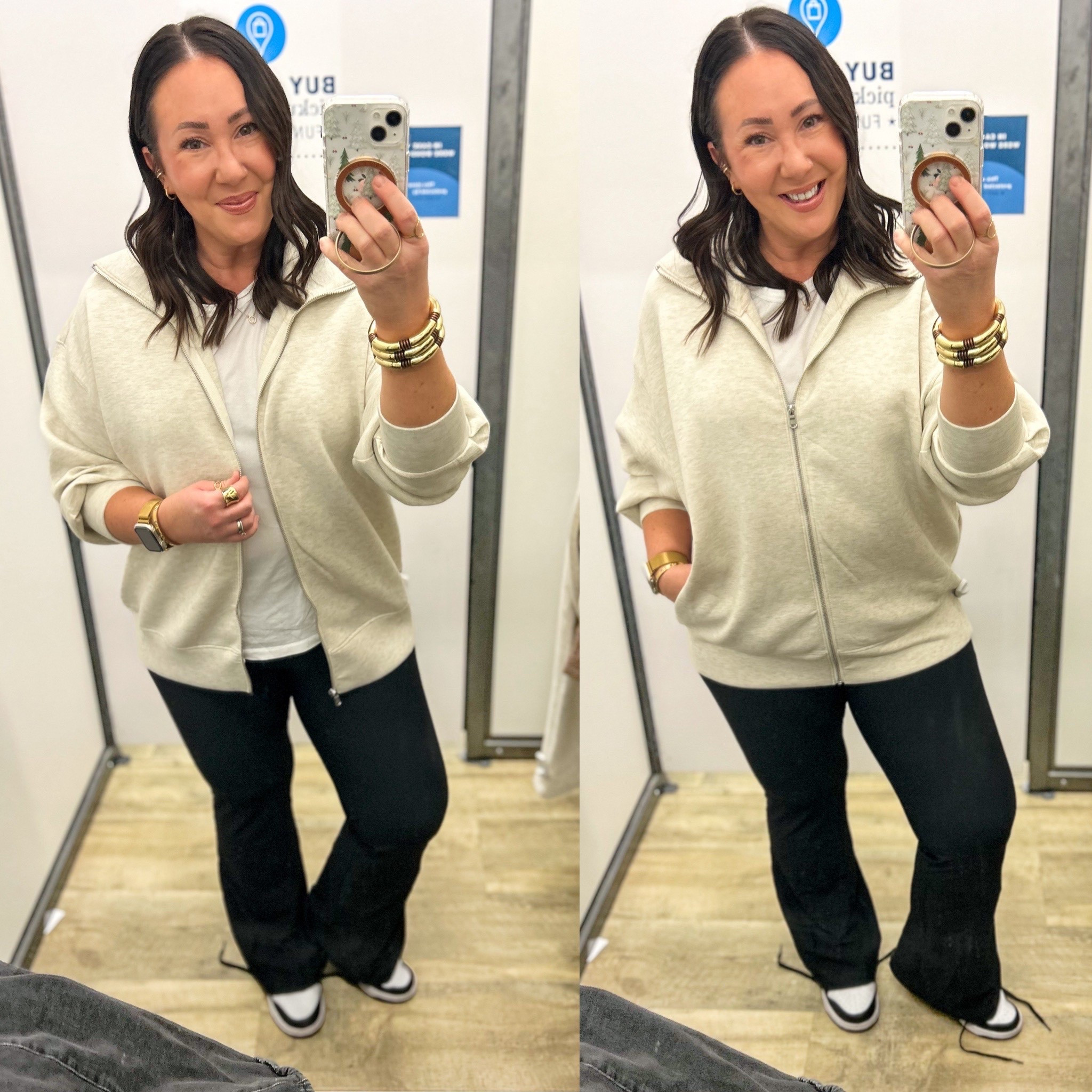 Ran into @oldnavy and ended up grabbing these high rise powersoft flare leggings! Currently 40% off, making them priced like they should be! Large in mine. XL fleece jacket. On sale for $33.99!
XL @gap tee. @nike sneakers run true to size.  

#LTKFindsUnder50 #LTKActive #LTKOver40