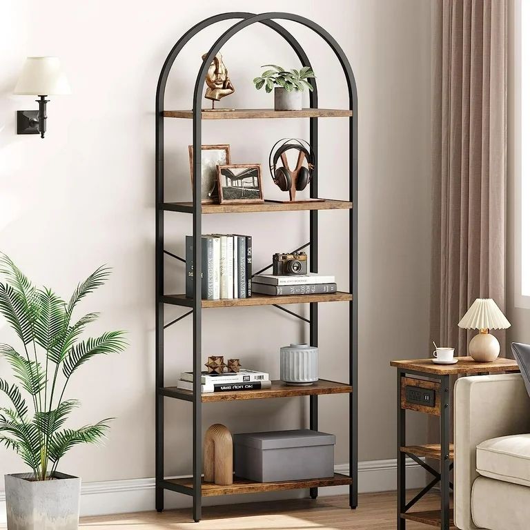 Yesfashion Bookshelf 5 Tier Bookcase Arched Display Racks Tall Standing Bookshelves Mental Frame ... | Walmart (US)