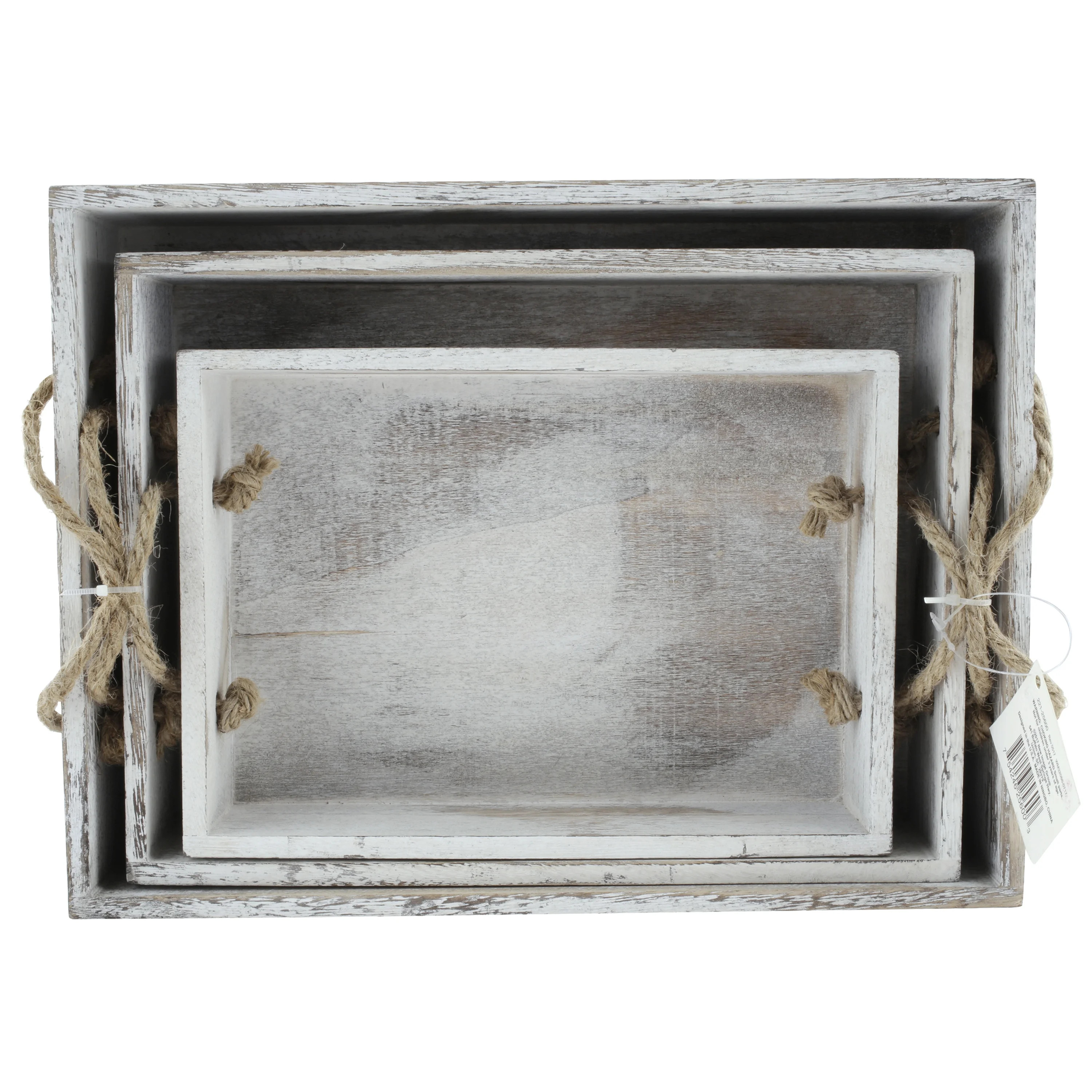 Rustic Whitewashed Tray Set, 3 Piece | Walmart (US)