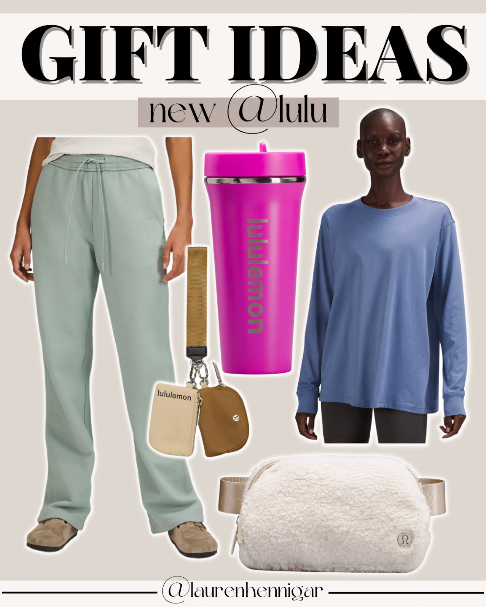 GIFT IDEAS FOR HER - NEW AT LULU LEMON! new lulu water bottle, sweatpants, cozy long sleeve tshirt, fleece sherpa belt bag, everywhere belt bag (definitely worth the hype), sonic pink tumbler, lulu duo key chain #lululemon #lulu #new #giftsforher #giftguide #giftsforteen #college 

#LTKGiftGuide #LTKstyletip #LTKFind