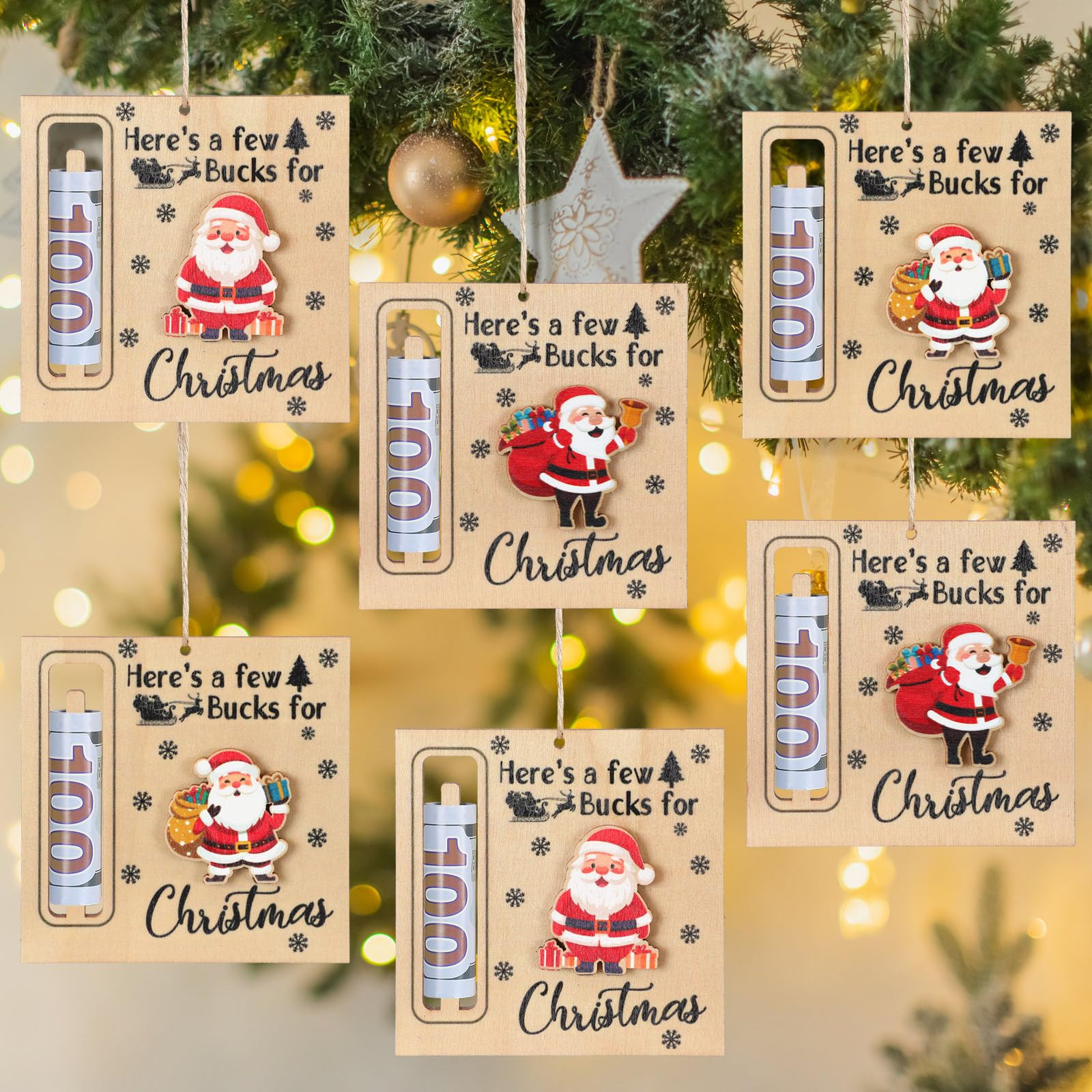 Christmas Money Holders for Cash Gift Wooden Christmas Money Holders Ornament Bulk Xmas Cash Gifts Tree Hanging Ornament Here's a Few Buck for Xmas Holiday Party Favors(6 Pcs,Stylish Style) | Amazon (US)