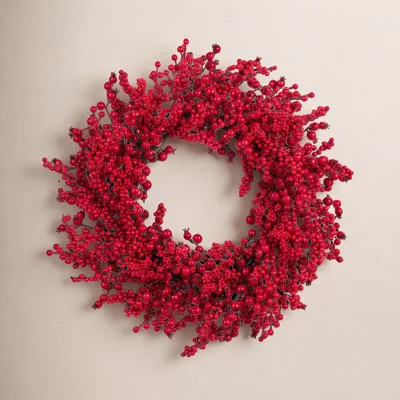 Birch Lane 28-inch Full Berry Wreath, 28 inch faux red berry wreath in the Pottery Barn style