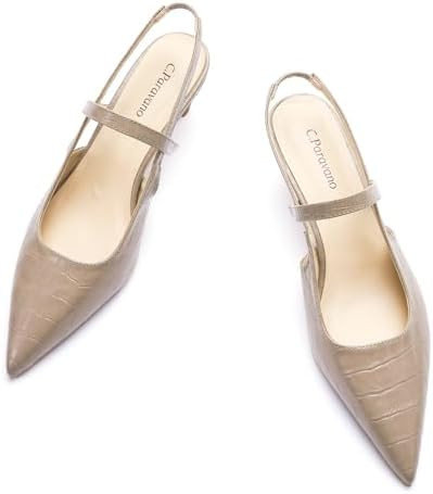 C.Paravano Women's Slingback Flats | Pointed Toe Pumps | Kitten Heels for Women | Slingback Dress... | Amazon (US)