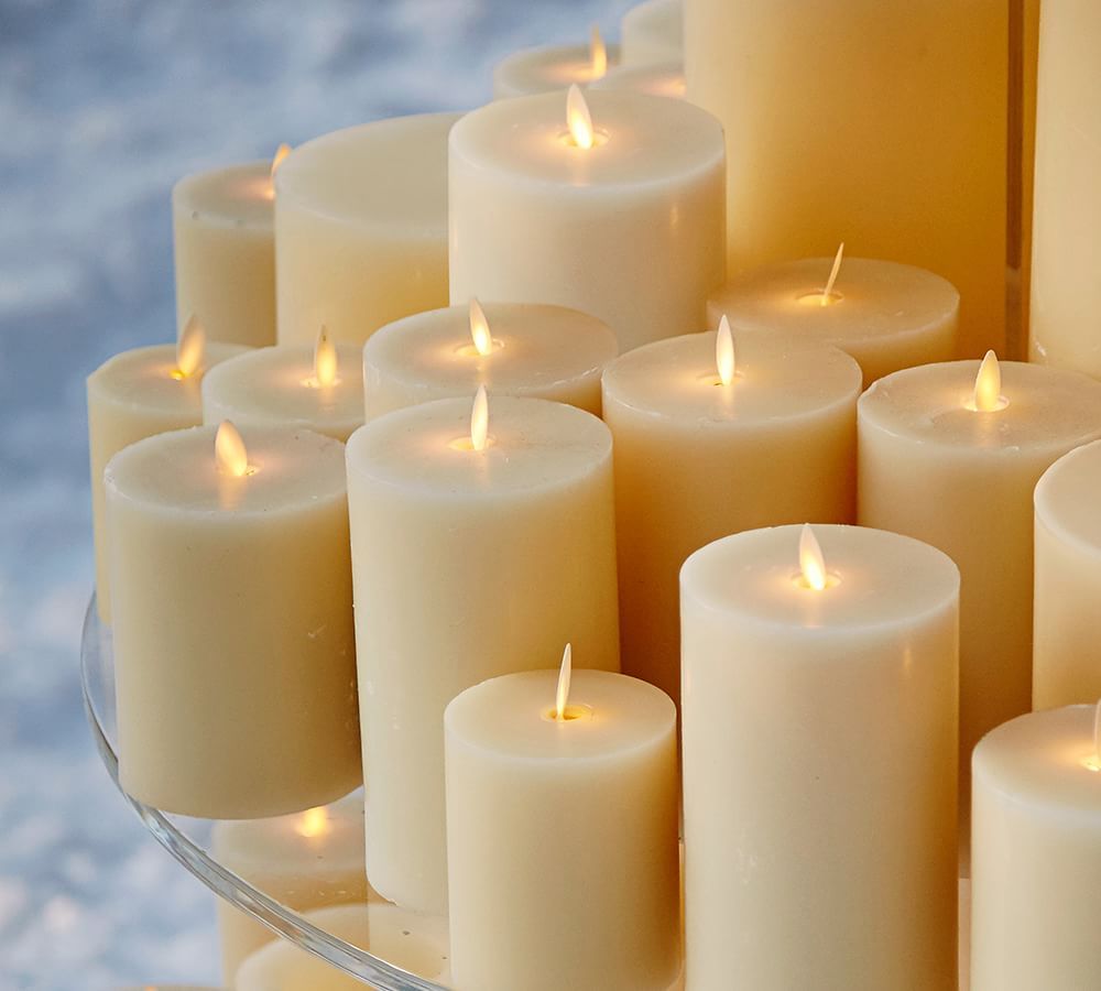 Premium Flickering Flameless Wax Pillar Candles | Pottery Barn (US)