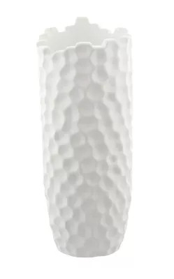 Ridge Road D&eacute;cor White Porcelain Honeycomb Texture Cylinder Vase | Bed Bath & Beyond | Bed Bath & Beyond