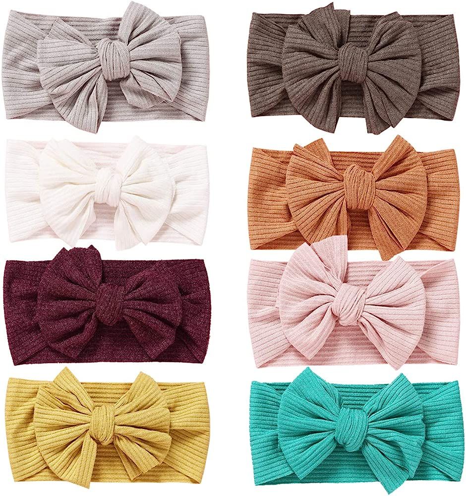 Baby Girl Nylon Headbands Newborn Infant Toddler Hairbands and Bows Child Hair Accessories | Amazon (US)