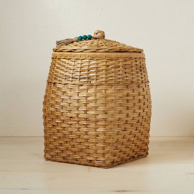 18&#34; x 21.5&#34; Rattan Basket with Tassel Lid Natural - Opalhouse&#8482; designed with Jungal... | Target