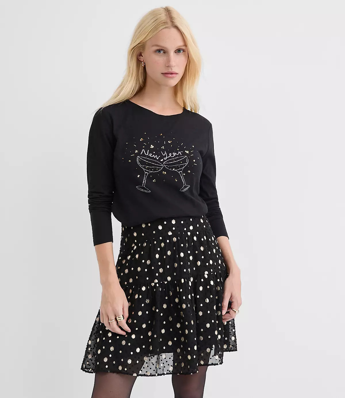 Sequin New Year Long Sleeve Everyday Tee | LOFT