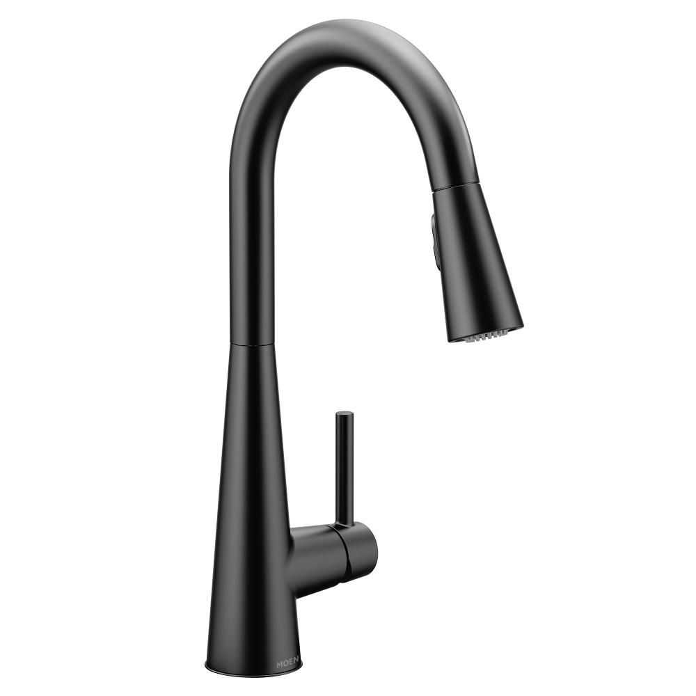 Sleek Single-Handle Pull-Down Sprayer Kitchen Faucet with Reflex and Power Clean in Matte Black | The Home Depot