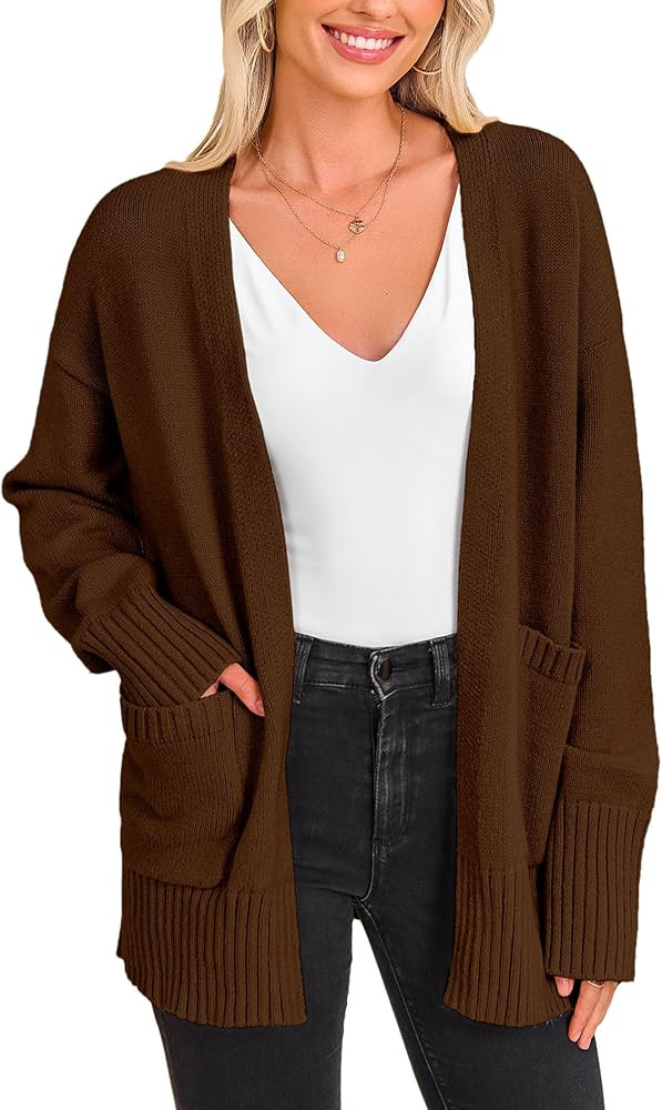 PRETTYGARDEN Women's 2024 Fall Fashion Knit Cardigan Sweaters Long Sleeve V Neck Open Front Winte... | Amazon (US)