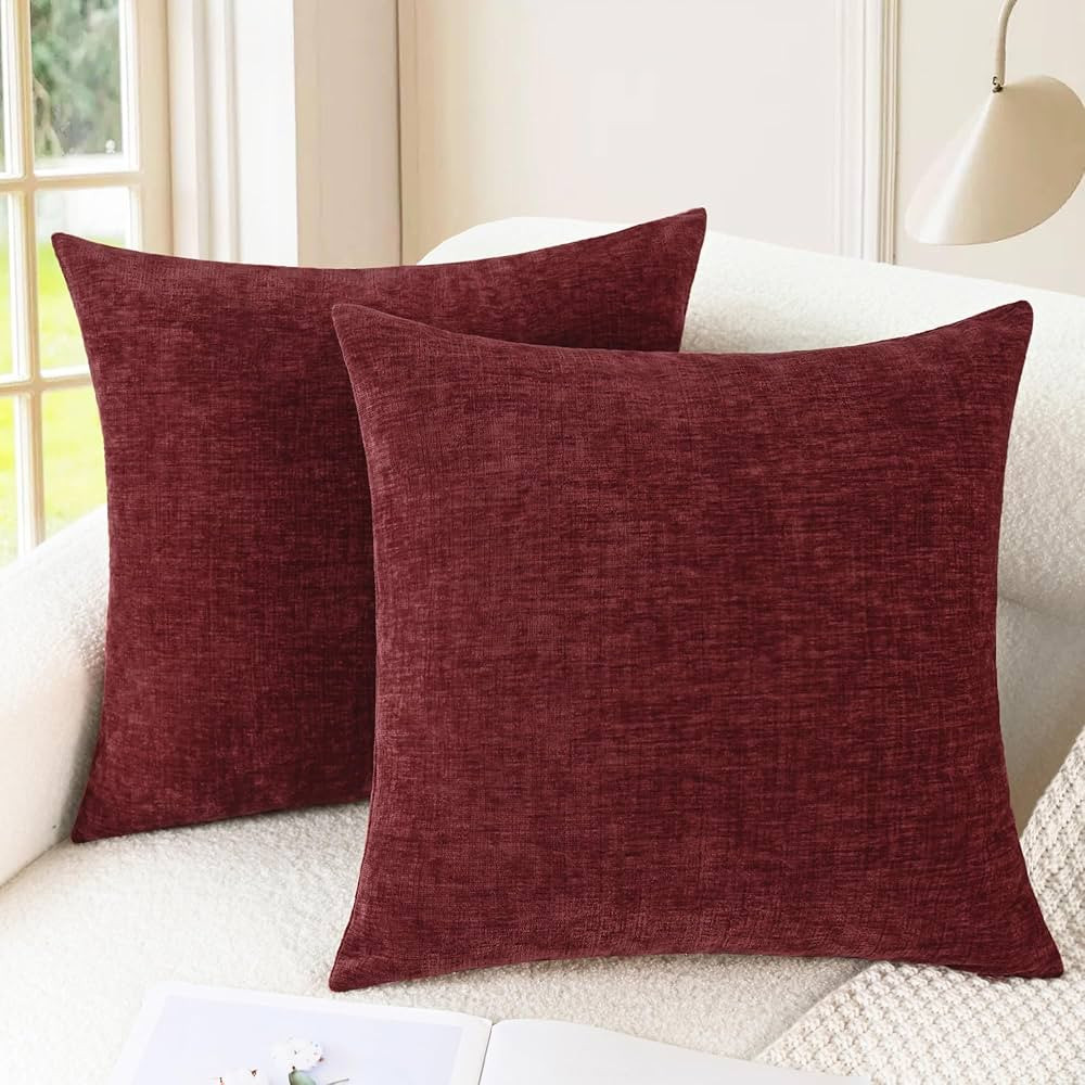CaliTime Throw Pillow Covers Decorative 22 X 22 Inches Pack of 2 Cozy Chenille Cushion Cases for ... | Amazon (US)